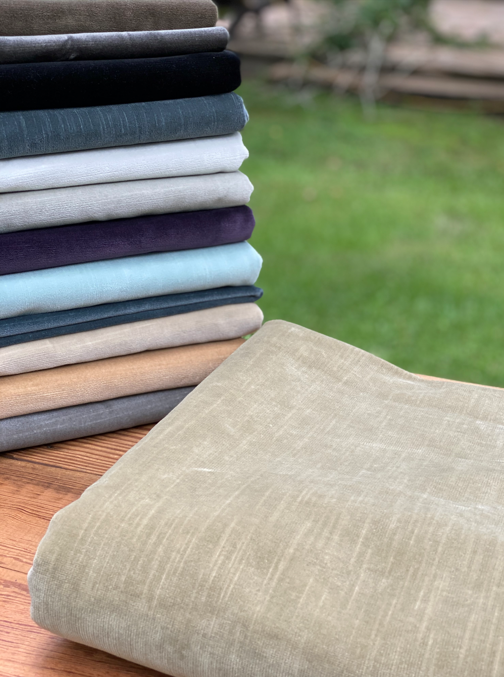 Restoration Hardware Cotton Upholstery Velvet in Celery